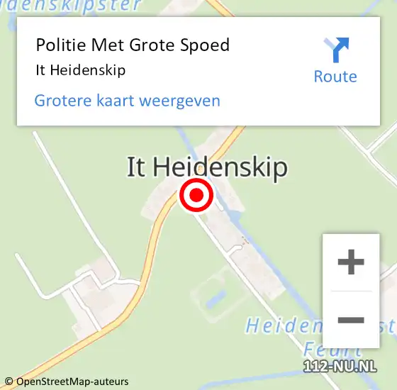 Locatie op kaart van de 112 melding: Politie Met Grote Spoed Naar It Heidenskip op 27 juni 2024 16:12