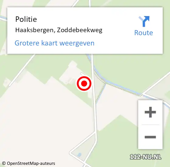 Locatie op kaart van de 112 melding: Politie Haaksbergen, Zoddebeekweg op 27 juni 2024 16:18