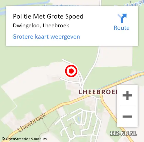 Locatie op kaart van de 112 melding: Politie Met Grote Spoed Naar Dwingeloo, Lheebroek op 27 juni 2024 16:23