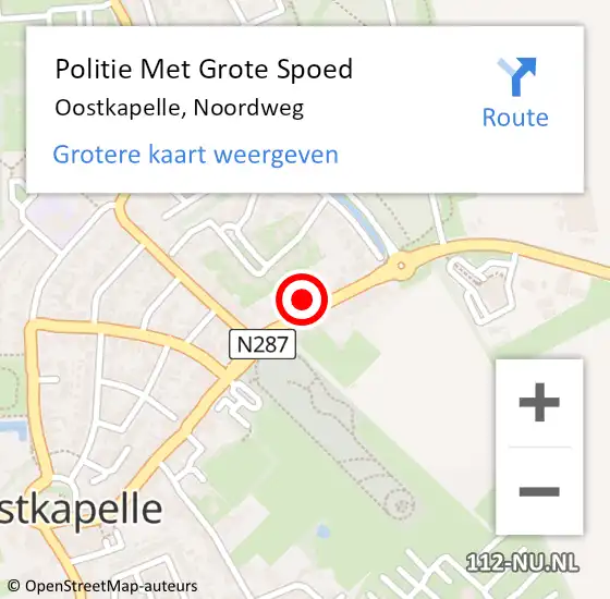 Locatie op kaart van de 112 melding: Politie Met Grote Spoed Naar Oostkapelle, Noordweg op 27 juni 2024 16:24