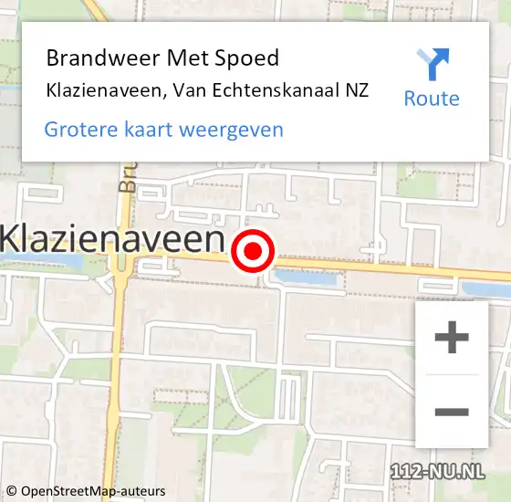 Locatie op kaart van de 112 melding: Brandweer Met Spoed Naar Klazienaveen, Van Echtenskanaal NZ op 27 juni 2024 16:26