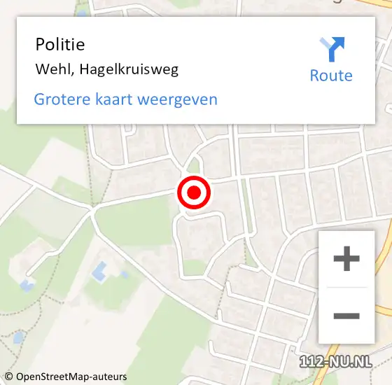 Locatie op kaart van de 112 melding: Politie Wehl, Hagelkruisweg op 27 juni 2024 16:57