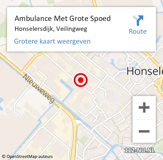 Locatie op kaart van de 112 melding: Ambulance Met Grote Spoed Naar Honselersdijk, Veilingweg op 27 juni 2024 17:09