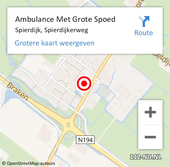 Locatie op kaart van de 112 melding: Ambulance Met Grote Spoed Naar Spierdijk, Spierdijkerweg op 27 juni 2024 17:19