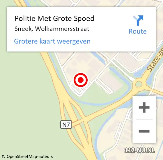 Locatie op kaart van de 112 melding: Politie Met Grote Spoed Naar Sneek, Wolkammersstraat op 27 juni 2024 17:26