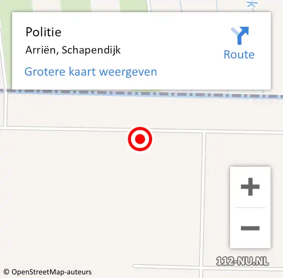 Locatie op kaart van de 112 melding: Politie Arriën, Schapendijk op 27 juni 2024 17:44