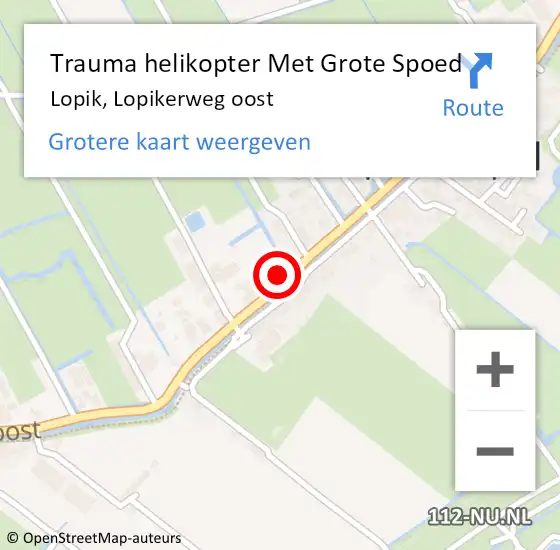 Locatie op kaart van de 112 melding: Trauma helikopter Met Grote Spoed Naar Lopik, Lopikerweg oost op 27 juni 2024 17:50