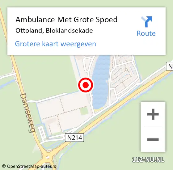 Locatie op kaart van de 112 melding: Ambulance Met Grote Spoed Naar Ottoland, Bloklandsekade op 27 juni 2024 17:50