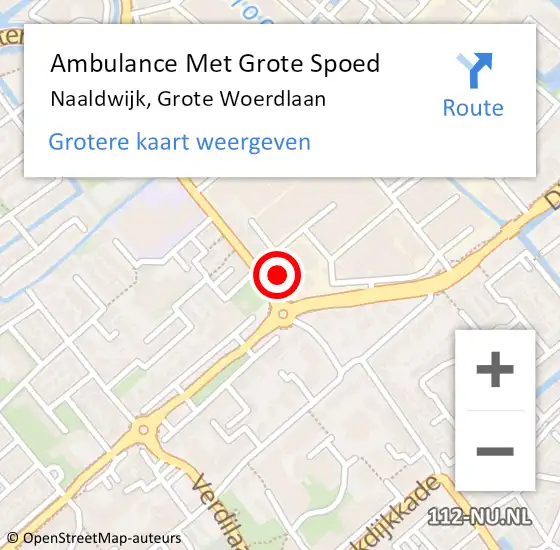 Locatie op kaart van de 112 melding: Ambulance Met Grote Spoed Naar Naaldwijk, Grote Woerdlaan op 27 juni 2024 17:56