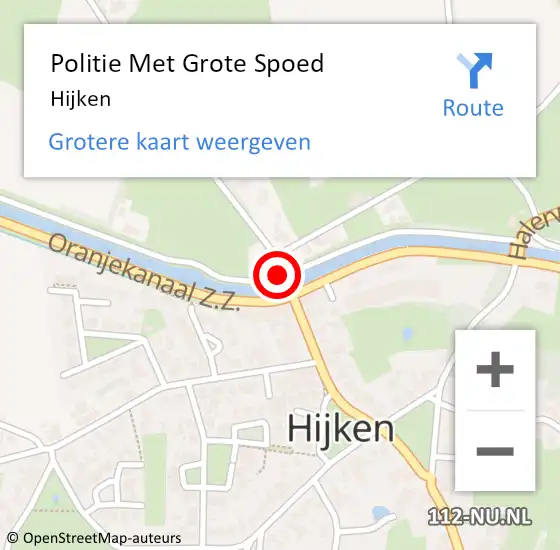 Locatie op kaart van de 112 melding: Politie Met Grote Spoed Naar Hijken op 27 juni 2024 17:59