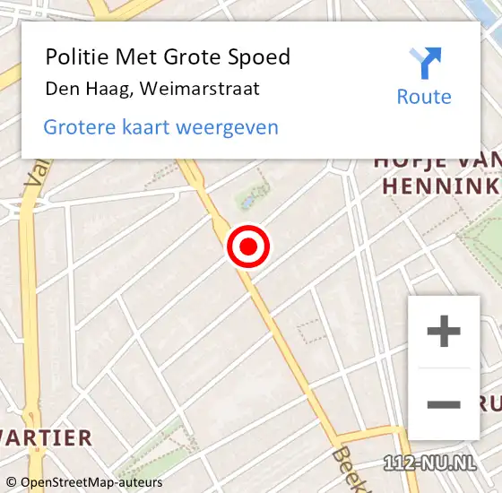 Locatie op kaart van de 112 melding: Politie Met Grote Spoed Naar Den Haag, Weimarstraat op 27 juni 2024 18:23