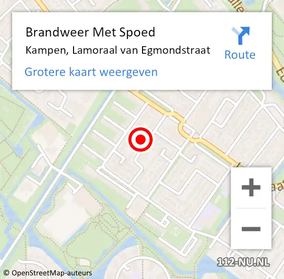 Locatie op kaart van de 112 melding: Brandweer Met Spoed Naar Kampen, Lamoraal van Egmondstraat op 27 juni 2024 18:27