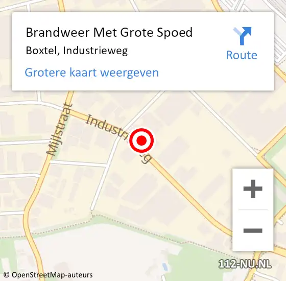 Locatie op kaart van de 112 melding: Brandweer Met Grote Spoed Naar Boxtel, Industrieweg op 27 juni 2024 18:29