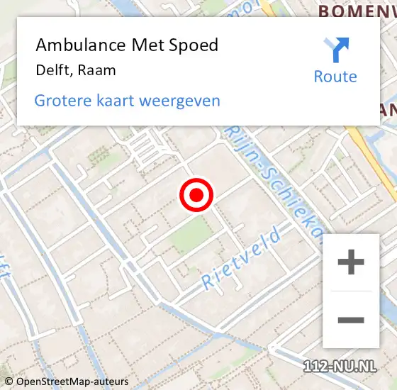 Locatie op kaart van de 112 melding: Ambulance Met Spoed Naar Delft, Raam op 27 juni 2024 18:29