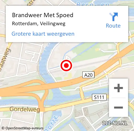 Locatie op kaart van de 112 melding: Brandweer Met Spoed Naar Rotterdam, Veilingweg op 27 juni 2024 18:34