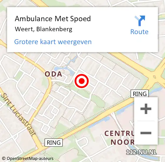 Locatie op kaart van de 112 melding: Ambulance Met Spoed Naar Weert, Blankenberg op 27 juni 2024 18:59