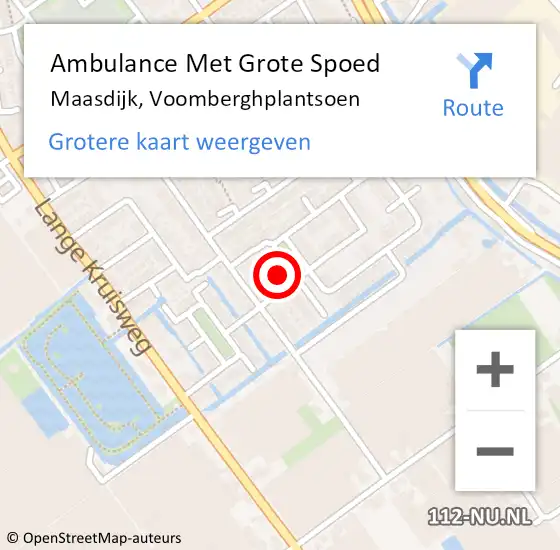 Locatie op kaart van de 112 melding: Ambulance Met Grote Spoed Naar Maasdijk, Voomberghplantsoen op 27 juni 2024 19:01