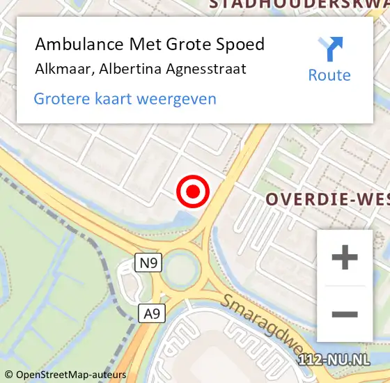 Locatie op kaart van de 112 melding: Ambulance Met Grote Spoed Naar Alkmaar, Albertina Agnesstraat op 27 juni 2024 19:01