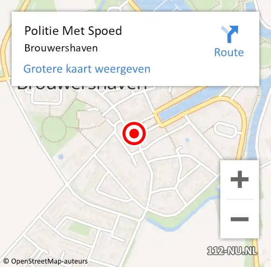 Locatie op kaart van de 112 melding: Politie Met Spoed Naar Brouwershaven op 27 juni 2024 19:06