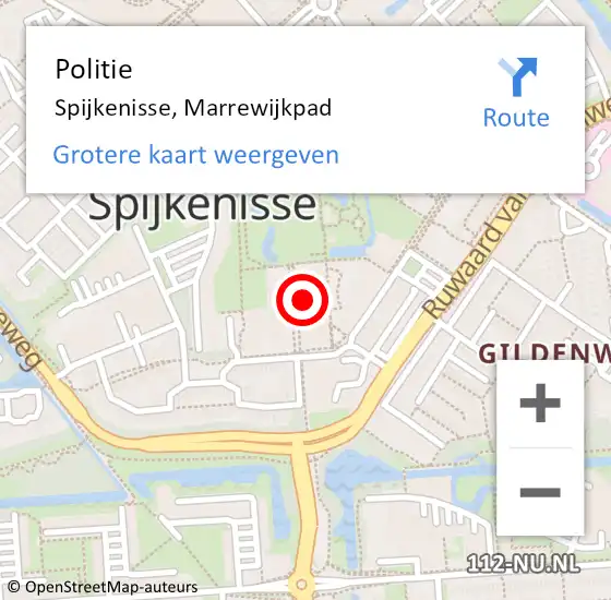 Locatie op kaart van de 112 melding: Politie Spijkenisse, Marrewijkpad op 27 juni 2024 19:23