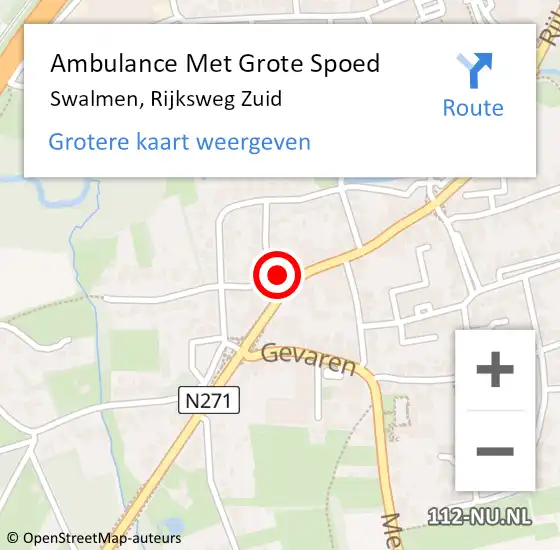 Locatie op kaart van de 112 melding: Ambulance Met Grote Spoed Naar Swalmen, Rijksweg Zuid op 27 juni 2024 19:25