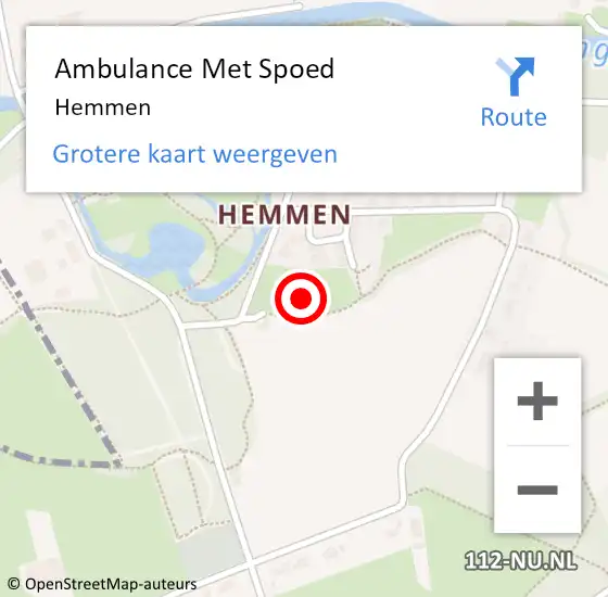 Locatie op kaart van de 112 melding: Ambulance Met Spoed Naar Hemmen op 27 juni 2024 19:38