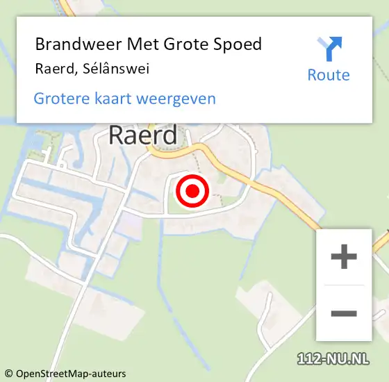 Locatie op kaart van de 112 melding: Brandweer Met Grote Spoed Naar Raerd, Sélânswei op 27 juni 2024 19:38