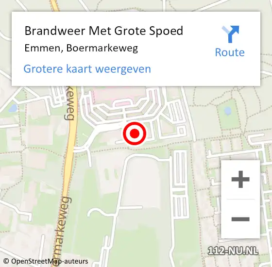 Locatie op kaart van de 112 melding: Brandweer Met Grote Spoed Naar Emmen, Boermarkeweg op 27 juni 2024 19:42