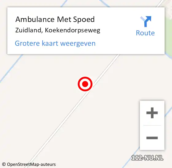 Locatie op kaart van de 112 melding: Ambulance Met Spoed Naar Zuidland, Koekendorpseweg op 27 juni 2024 19:45
