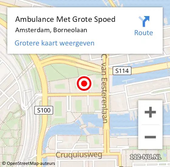 Locatie op kaart van de 112 melding: Ambulance Met Grote Spoed Naar Amsterdam, Borneolaan op 27 juni 2024 20:18