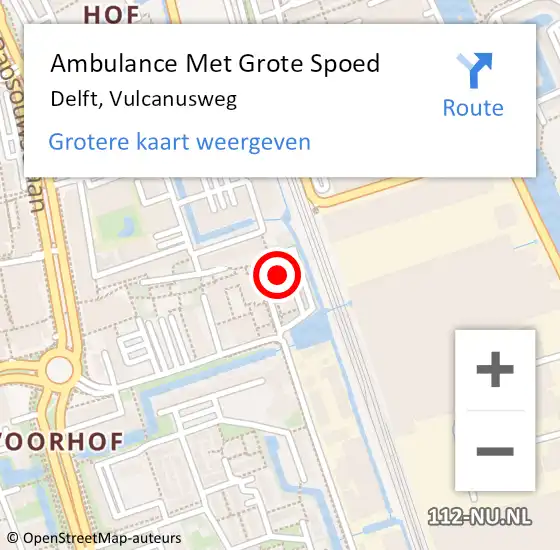 Locatie op kaart van de 112 melding: Ambulance Met Grote Spoed Naar Delft, Vulcanusweg op 27 juni 2024 20:19