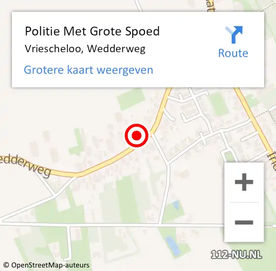 Locatie op kaart van de 112 melding: Politie Met Grote Spoed Naar Vriescheloo, Wedderweg op 27 juni 2024 20:20