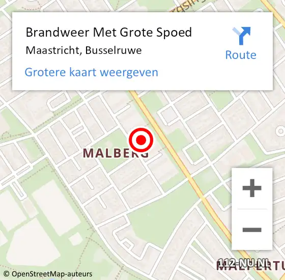 Locatie op kaart van de 112 melding: Brandweer Met Grote Spoed Naar Maastricht, Busselruwe op 27 juni 2024 20:31