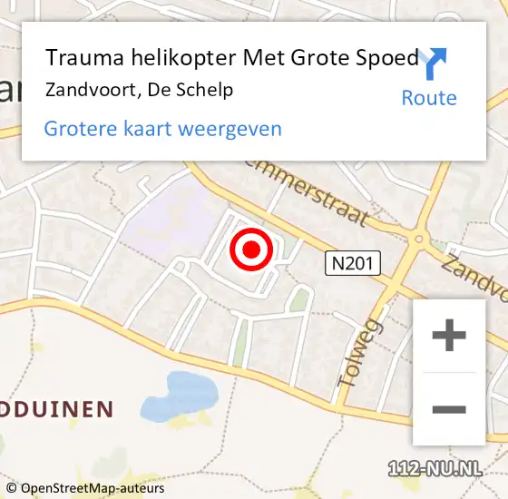 Locatie op kaart van de 112 melding: Trauma helikopter Met Grote Spoed Naar Zandvoort, De Schelp op 27 juni 2024 20:33
