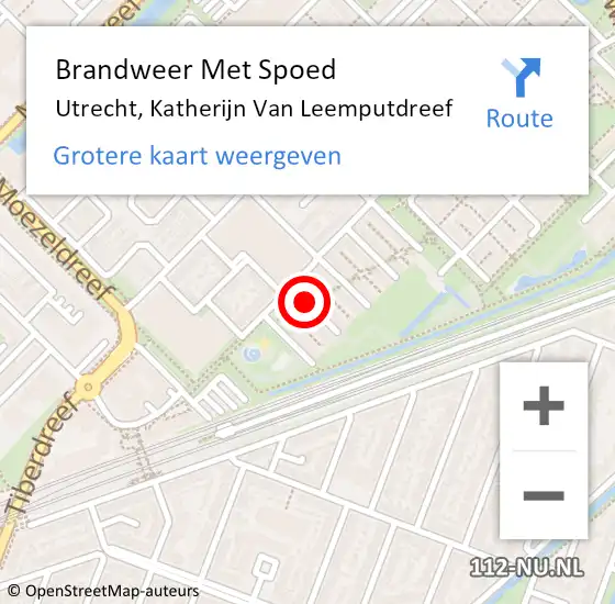 Locatie op kaart van de 112 melding: Brandweer Met Spoed Naar Utrecht, Katherijn Van Leemputdreef op 10 oktober 2014 23:35