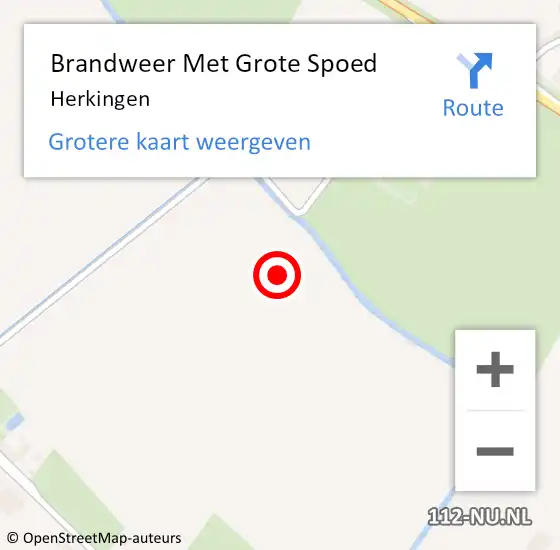 Locatie op kaart van de 112 melding: Brandweer Met Grote Spoed Naar Herkingen op 27 juni 2024 20:34