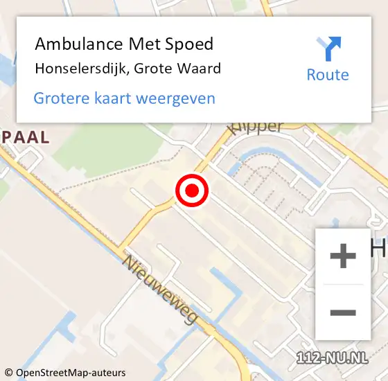 Locatie op kaart van de 112 melding: Ambulance Met Spoed Naar Honselersdijk, Grote Waard op 27 juni 2024 20:36