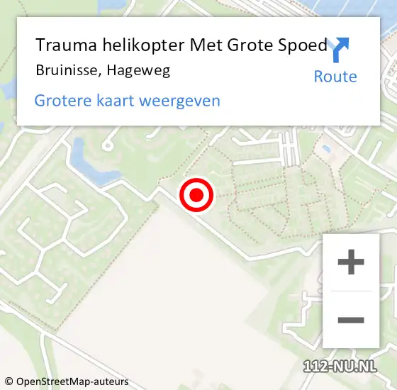 Locatie op kaart van de 112 melding: Trauma helikopter Met Grote Spoed Naar Bruinisse, Hageweg op 27 juni 2024 20:37