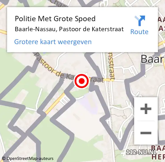 Locatie op kaart van de 112 melding: Politie Met Grote Spoed Naar Baarle-Nassau, Pastoor de Katerstraat op 27 juni 2024 20:41