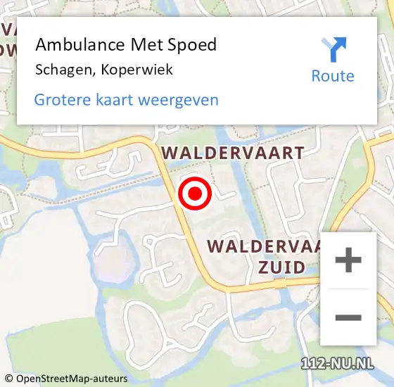 Locatie op kaart van de 112 melding: Ambulance Met Spoed Naar Schagen, Koperwiek op 27 juni 2024 20:43