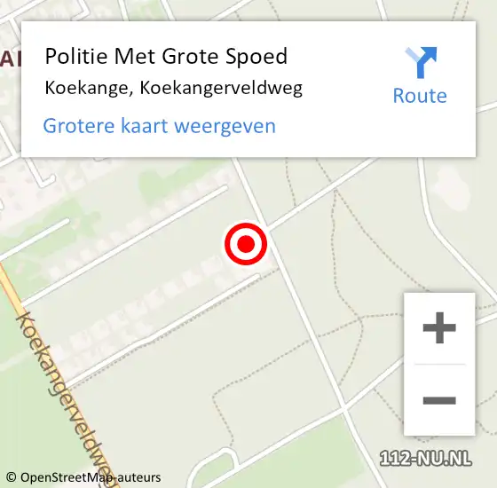 Locatie op kaart van de 112 melding: Politie Met Grote Spoed Naar Koekange, Koekangerveldweg op 27 juni 2024 20:56