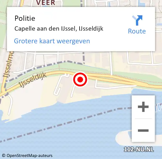 Locatie op kaart van de 112 melding: Politie Capelle aan den IJssel, IJsseldijk op 27 juni 2024 21:03