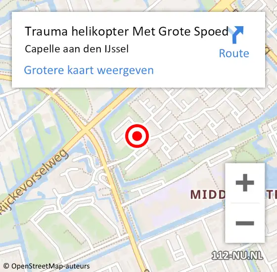 Locatie op kaart van de 112 melding: Trauma helikopter Met Grote Spoed Naar Capelle aan den IJssel op 27 juni 2024 21:07