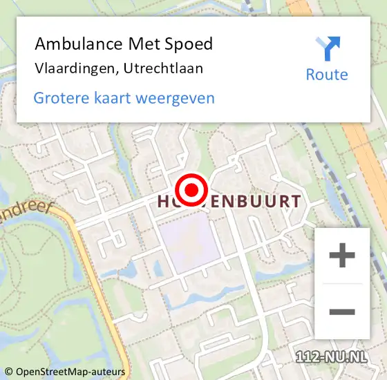 Locatie op kaart van de 112 melding: Ambulance Met Spoed Naar Vlaardingen, Utrechtlaan op 27 juni 2024 21:07