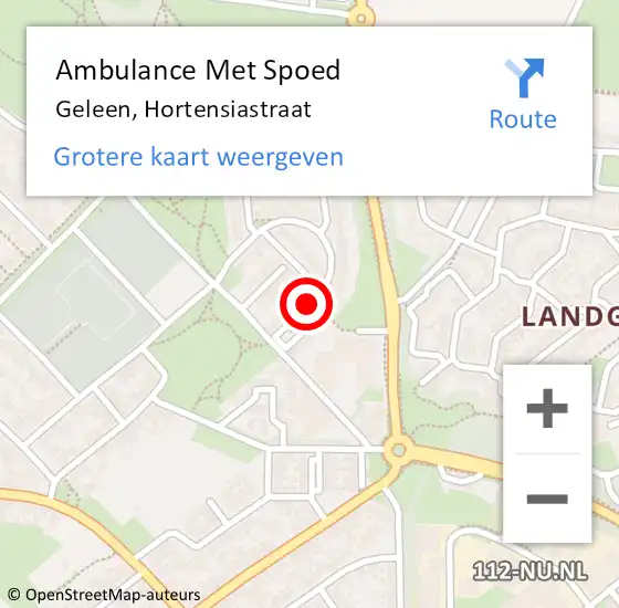 Locatie op kaart van de 112 melding: Ambulance Met Spoed Naar Geleen, Hortensiastraat op 10 oktober 2014 23:43