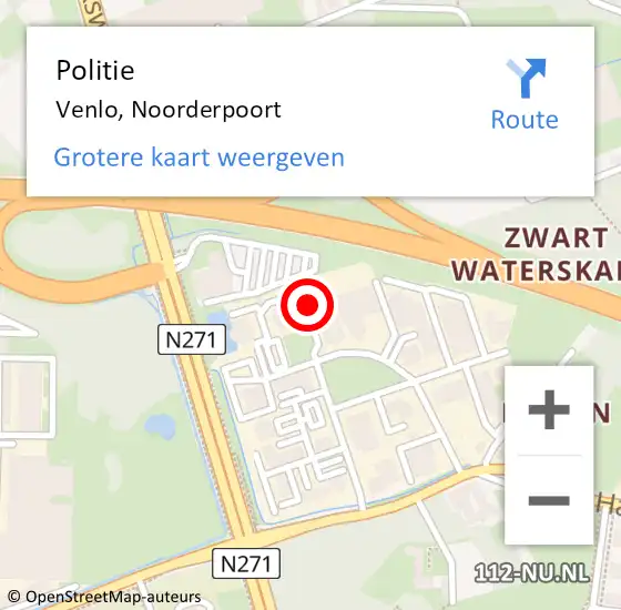 Locatie op kaart van de 112 melding: Politie Venlo, Noorderpoort op 27 juni 2024 21:13