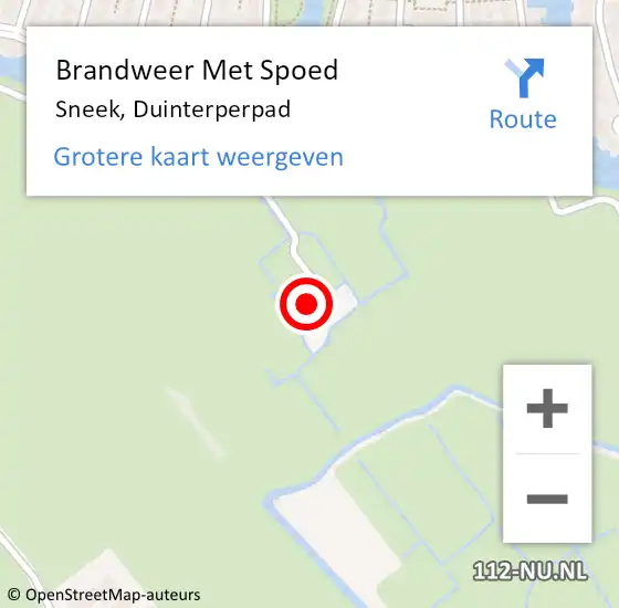 Locatie op kaart van de 112 melding: Brandweer Met Spoed Naar Sneek, Duinterperpad op 27 juni 2024 21:20