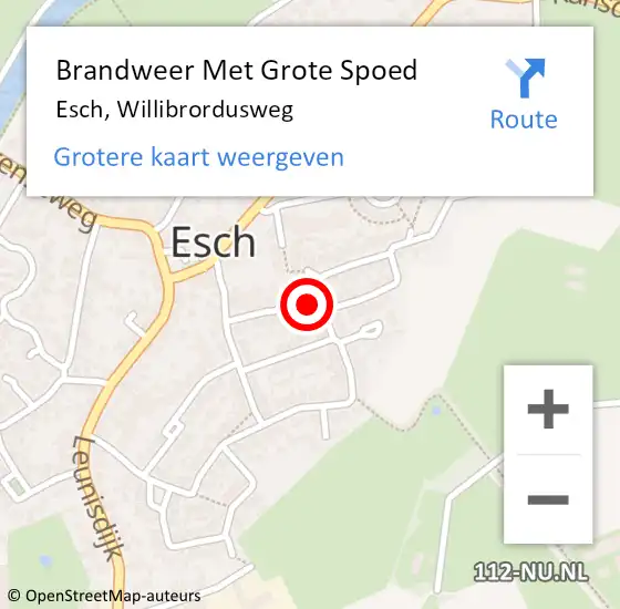 Locatie op kaart van de 112 melding: Brandweer Met Grote Spoed Naar Esch, Willibrordusweg op 27 juni 2024 21:35