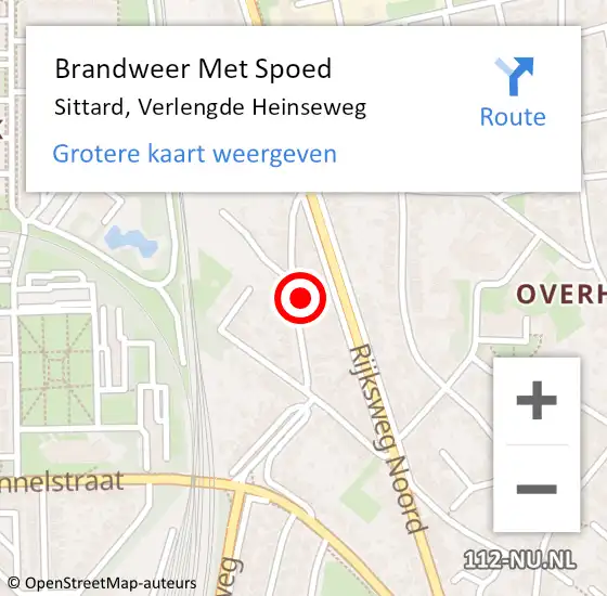 Locatie op kaart van de 112 melding: Brandweer Met Spoed Naar Sittard, Verlengde Heinseweg op 27 juni 2024 21:50