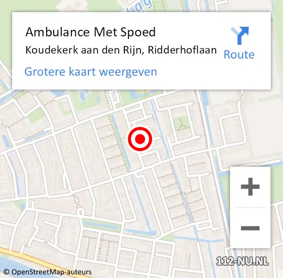 Locatie op kaart van de 112 melding: Ambulance Met Spoed Naar Koudekerk aan den Rijn, Ridderhoflaan op 27 juni 2024 21:50